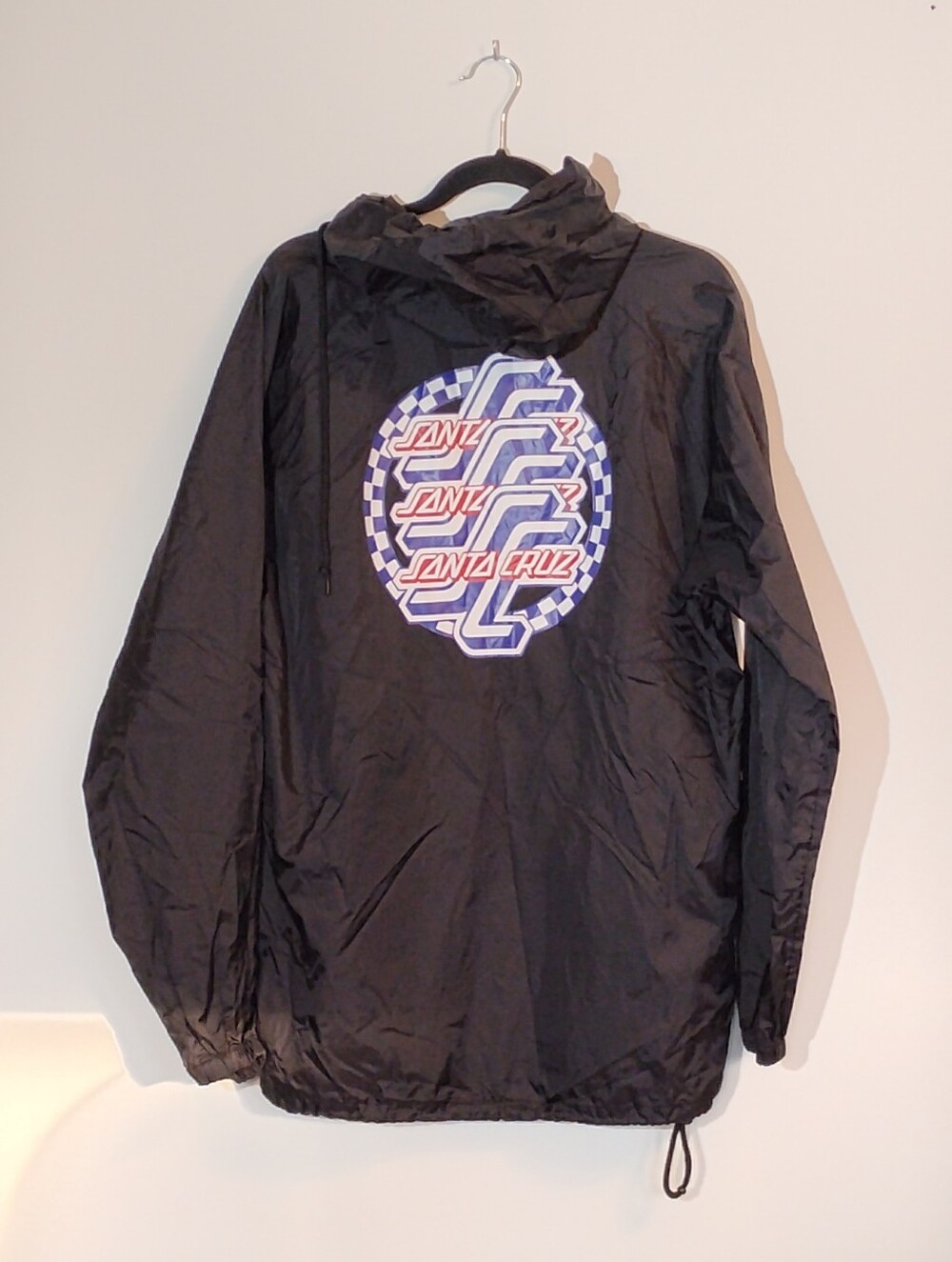 Santa Cruz Skateboards Black Windbreaker with Multicolor Graphic Back